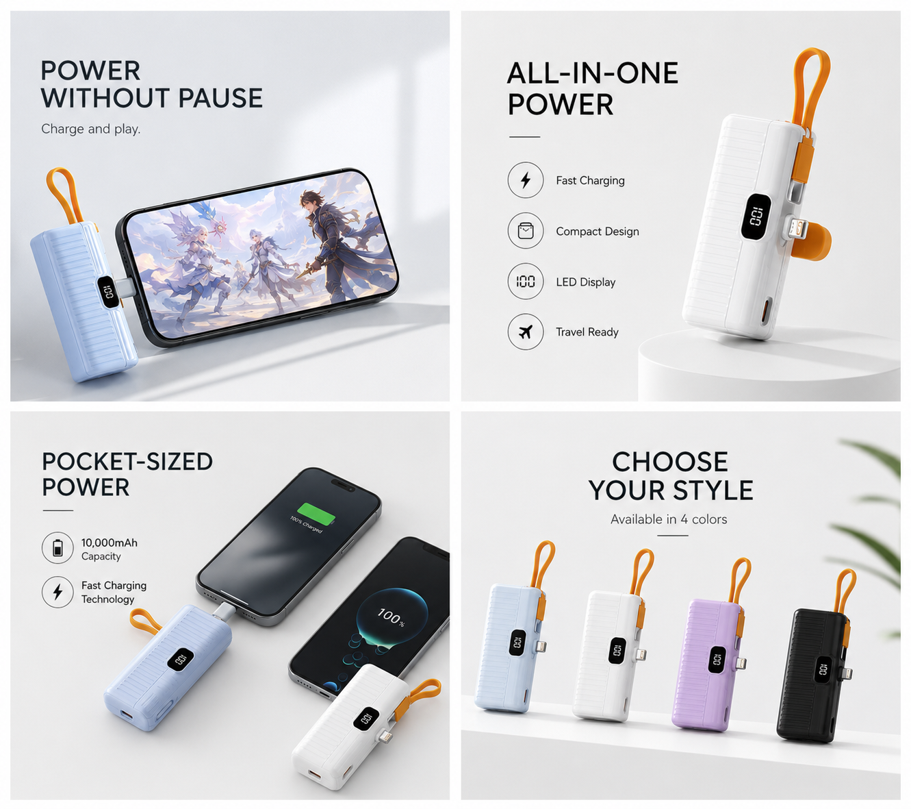 Mini Power Bank Portátil de 5000 mAh | Carga Rápida USB-C