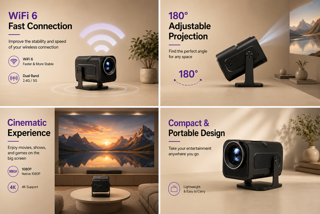 Mini Proyector 4K Smart WiFi 5G | Portátil con Android y Proyección HD