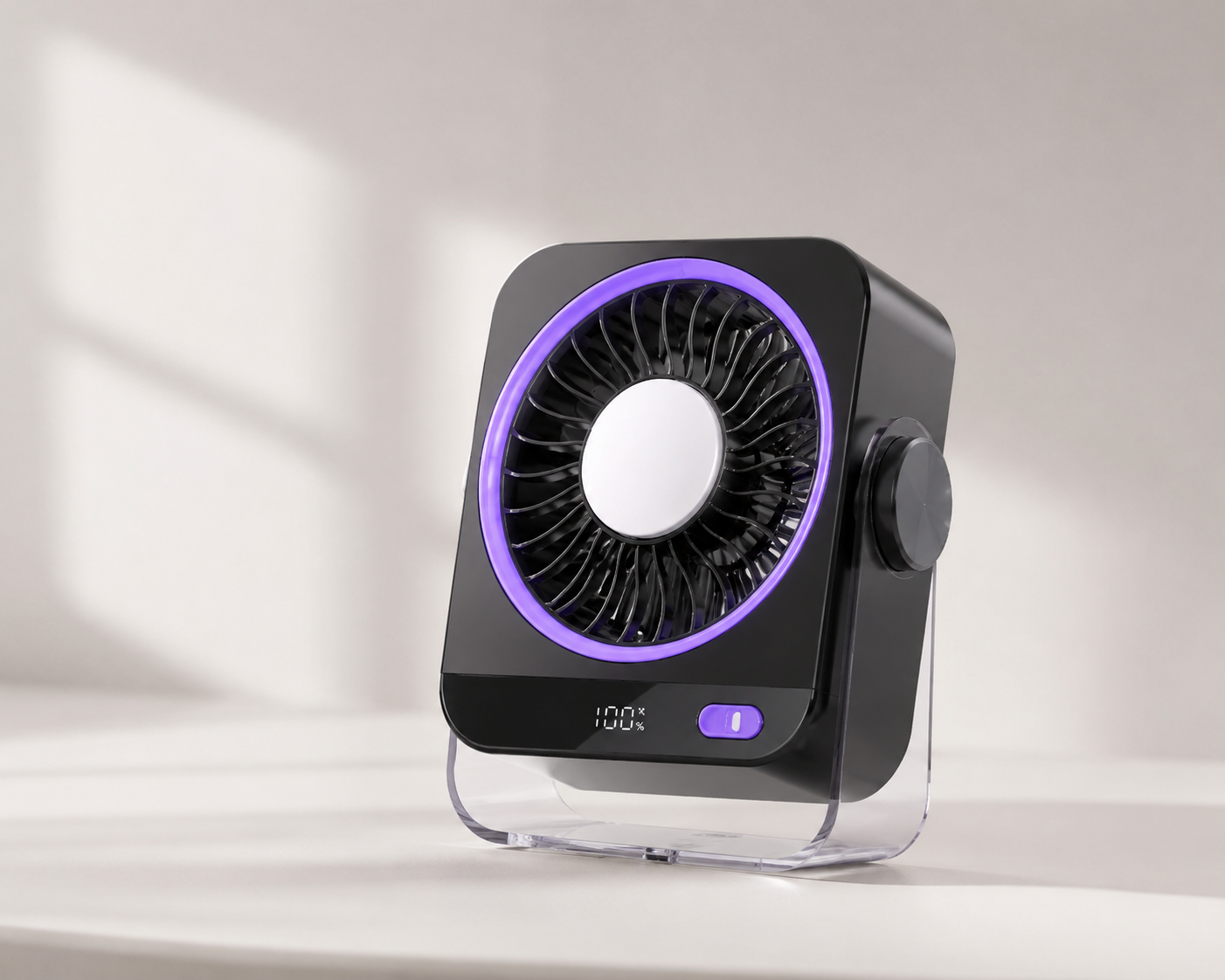 Ventilador USB recargable de escritorio con 5 velocidades y pantalla digital
